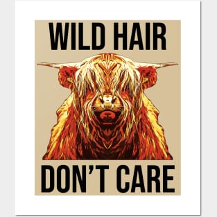 Yak Cow Funny Wild Hair Don't Care Posters and Art